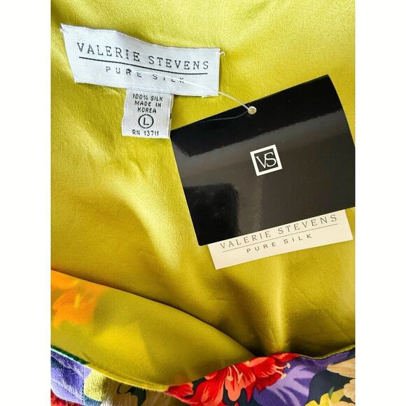 NWT Valerie Stevens Floral Silk Blouse Sz Large Tropical Lightweight Lined Tank - Picture 4 of 5